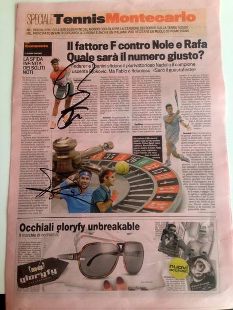 Lo speciale della Gazzetta autografato da Rafa Nadal e Fabio Fognini